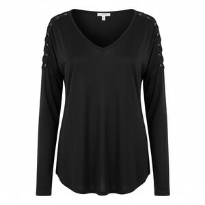 Kismet Black Grommet Detail Long Sleeve Tee